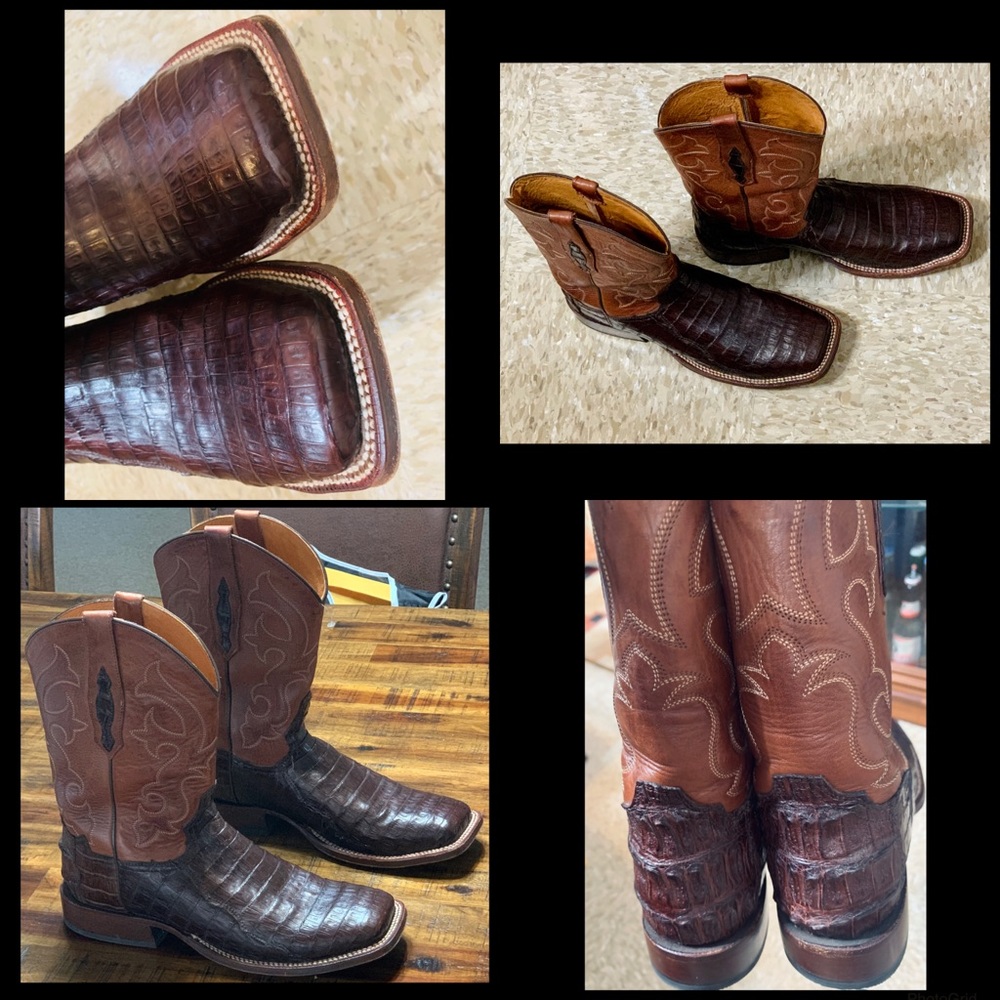 Tony Lama Cafe Burnished Caiman Belly Cowboy Boot